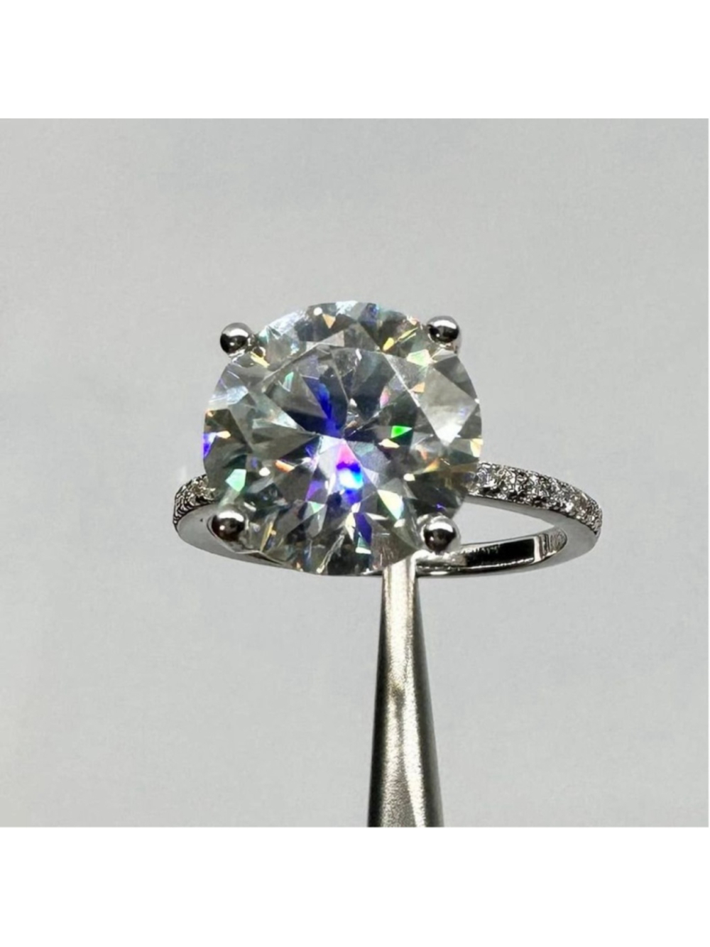 Moissanite Diamond Ring 5 Ct Engagement Wedding Round Cut Solitaire GRA